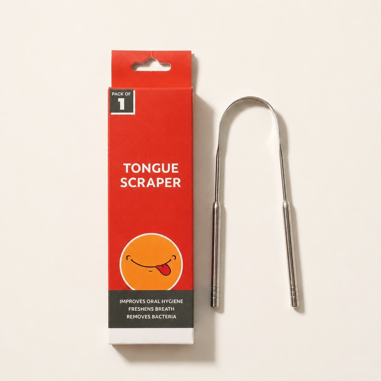 One piece tongue scraper